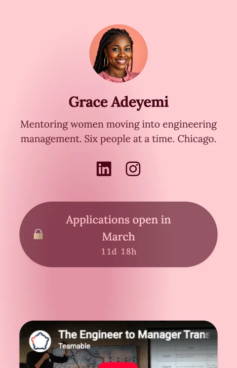 A mentor's page with a monthly letter to subscribe to