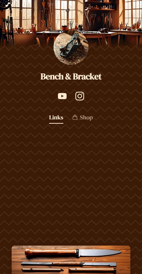 A maker's page with a shelf of tools, priced and ready to buy