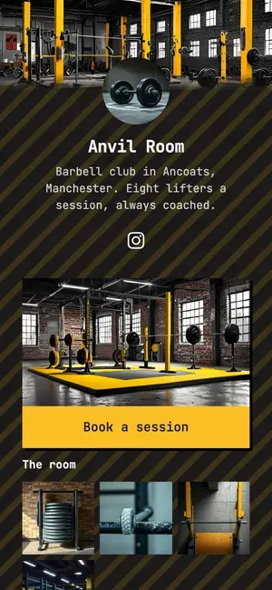 Anvil Room, a barbell club taking session bookings