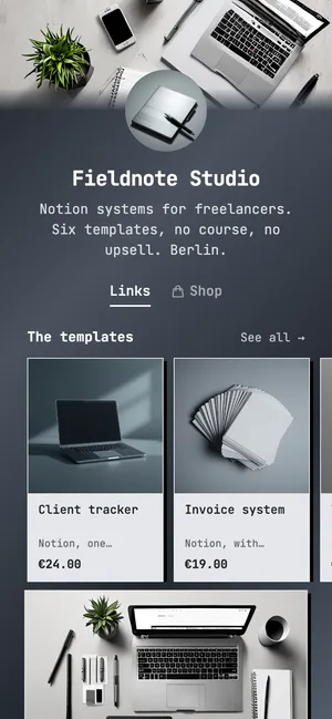 Fieldnote Studio, selling templates as downloads