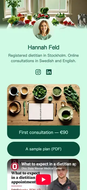 Hannah Feld, a dietitian with a €90 first consultation
