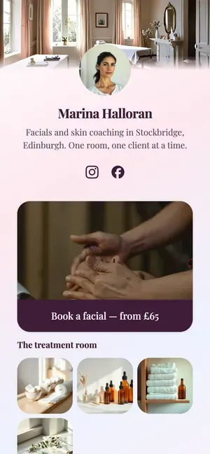 Marina Halloran, with a facial bookable from £65