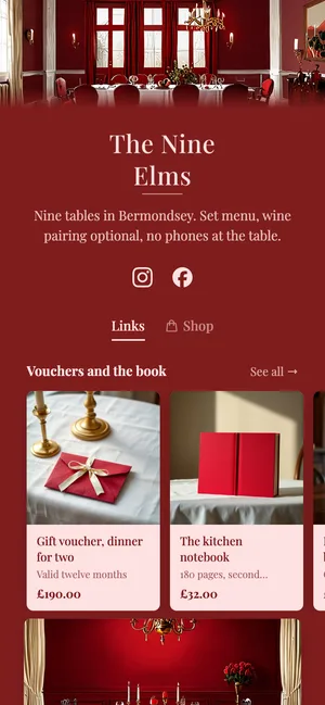 The Nine Elms, selling vouchers alongside its bookings