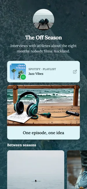 The Off Season, with its latest episode and a signup on one page