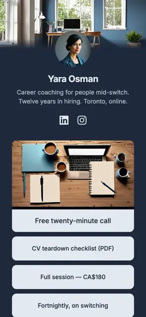 Yara Osman, offering a free call and a paid full session