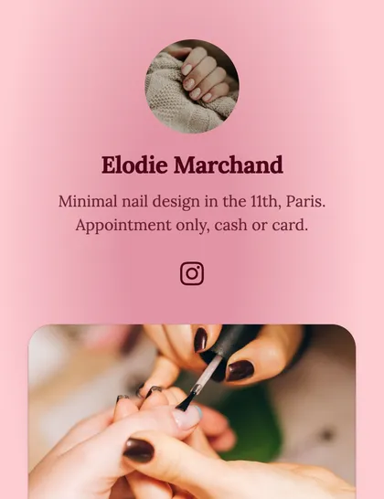 a nail artist with petals drifting behind — the Bloom preset